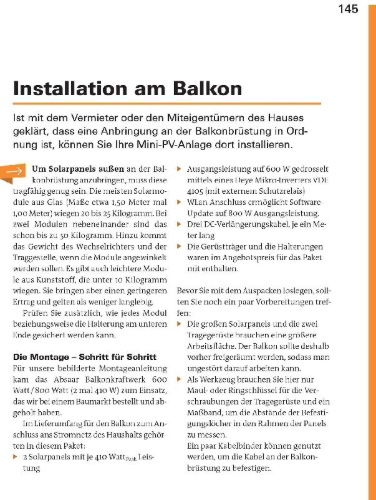 Buchcover und Innenansicht für das Buch: Balkonkraftwerke