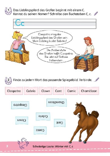Buchcover und Innenansicht für das Buch: Bibi & Tina: Mein Lernrätsel-Block Deutsch für die 2. Klasse