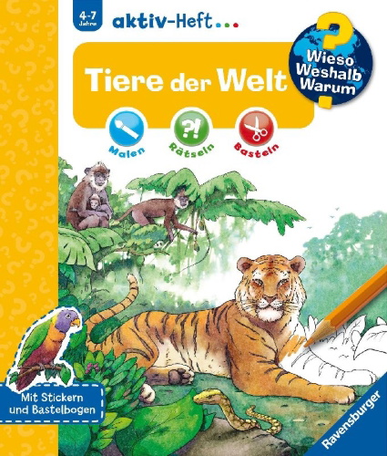 Buchcover und Innenansicht für das Buch: Wieso? Weshalb? Warum? aktiv-Heft: Tiere der Welt