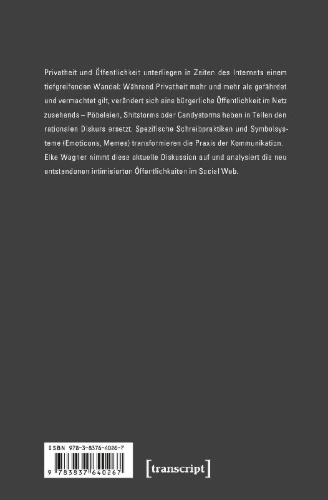 Buchcover und Innenansicht für das Buch: Intimisierte Öffentlichkeiten
