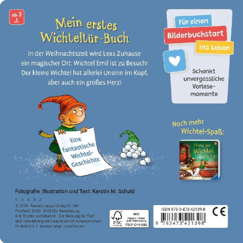 Buchcover und Innenansicht für das Buch: Ein Wichtel wohnt bei uns
