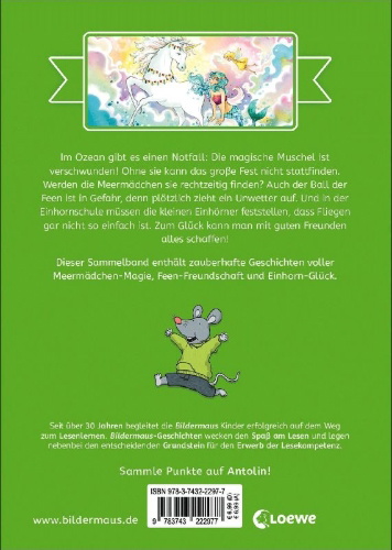 Buchcover und Innenansicht für das Buch: Die schönsten Bildermaus-Geschichten zum Lesenlernen - Feen, Meermädchen und Einhörner