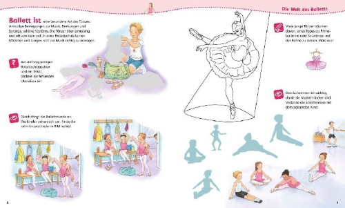 Buchcover und Innenansicht für das Buch: WAS IST WAS Junior Mitmachheft Komm mit zum Ballett