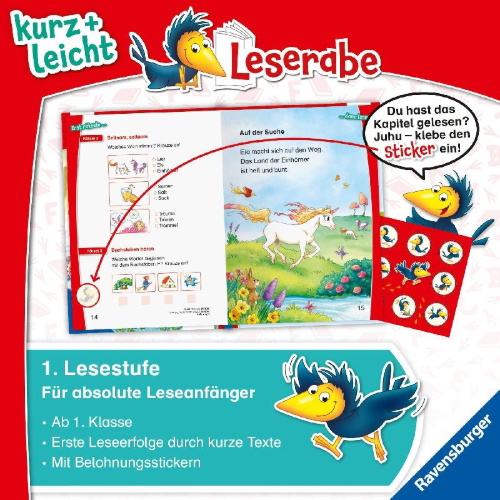 Buchcover und Innenansicht für das Buch: Leserabe 1. Lesestufe Kurz und leicht - Das Einhorn und der Zauber-Traum