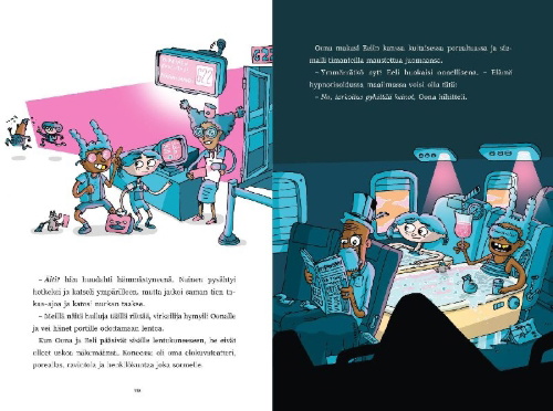 Buchcover und Innenansicht für das Buch: Isämies ja hyytävä hypnoosi