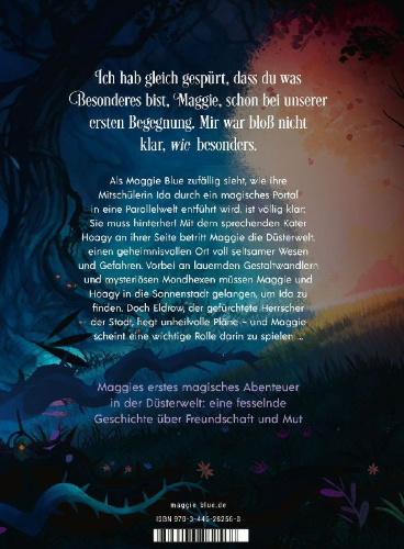 Buchcover und Innenansicht für das Buch: Maggie Blue and the Dark World