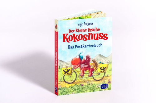 Buchcover und Innenansicht für das Buch: Der kleine Drache Kokosnuss - Postkarten-Buch