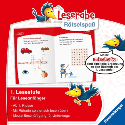 Buchcover und Innenansicht für das Buch: Leserabe Rätselspaß - Abc-Rätsel zum Lesenlernen (1. Lesestufe)