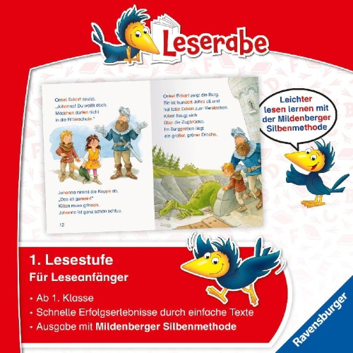Buchcover und Innenansicht für das Buch: Leserabe mit Mildenberger Silbenmethode - Radau in der Ritterschule