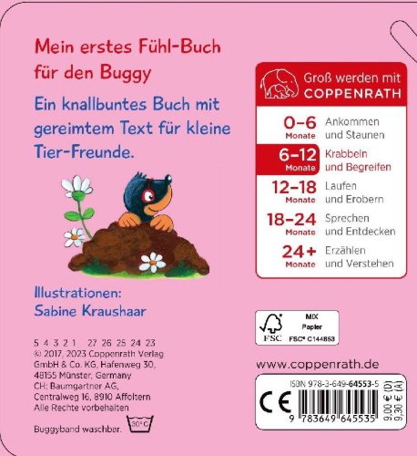 Buchcover und Innenansicht für das Buch: Mein erstes Fühl-Buch für den Buggy: 10 tapsige Tiere