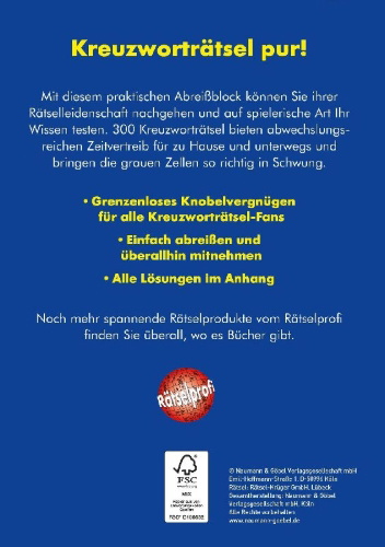 Buchcover und Innenansicht für das Buch: Der dicke Kreuzworträtsel-Block Band 28