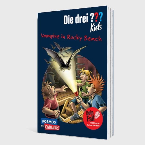 Buchcover und Innenansicht für das Buch: Die drei ??? Kids Dein Fall: Vampire in Rocky Beach