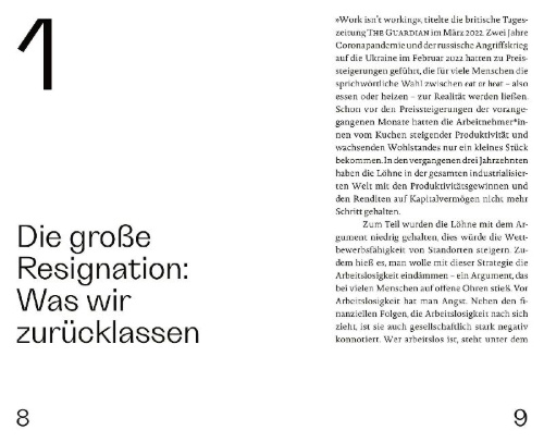 Buchcover und Innenansicht für das Buch: Wofür wir arbeiten