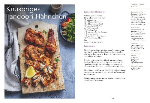 Buchcover und Innenansicht für das Buch: Airfryer Balance - Essen gegen chronische Entzündungen