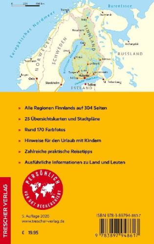 Buchcover und Innenansicht für das Buch: TRESCHER Reiseführer Finnland