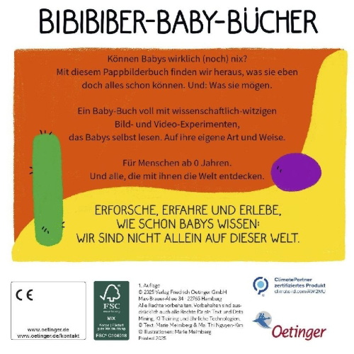 Buchcover und Innenansicht für das Buch: BiBiBiber hat da mal 'ne Frage. Warum können Babys nix? Leben & Tiere