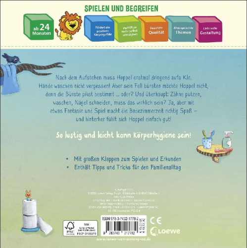 Buchcover und Innenansicht für das Buch: Zähne putzen, baden, Pipi machen - Körperpflege ist nicht schwer