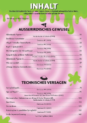 Buchcover und Innenansicht für das Buch: The Simpsons: Treehouse of Horror Necronomnibus. Band 1