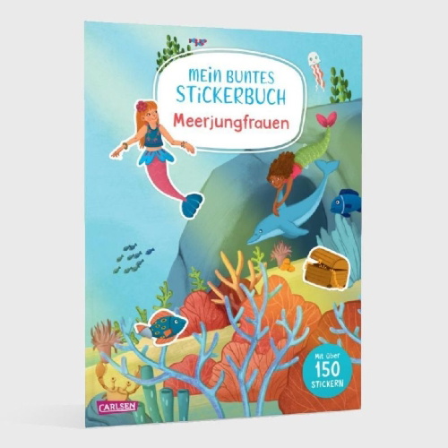 Buchcover und Innenansicht für das Buch: Mein buntes Stickerbuch: Meerjungfrauen