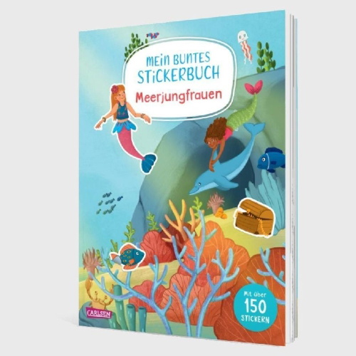 Buchcover und Innenansicht für das Buch: Mein buntes Stickerbuch: Meerjungfrauen