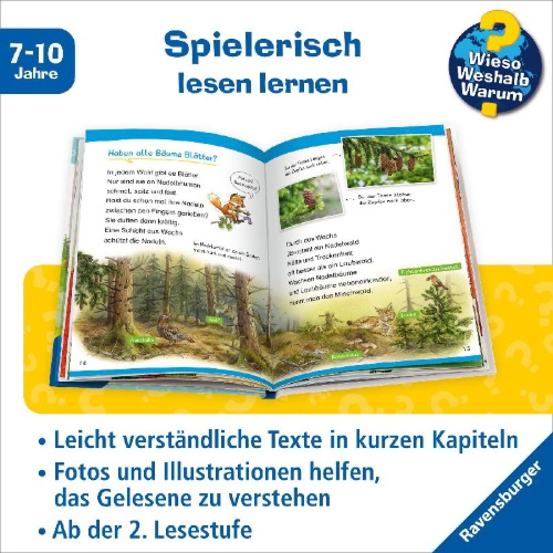 Buchcover und Innenansicht für das Buch: Wieso? Weshalb? Warum? Erstleser, Band 17 - Im Wald