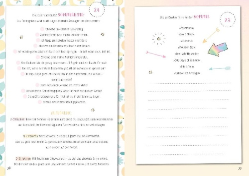 Buchcover und Innenansicht für das Buch: Spring in eine Pfütze! Mein perfekter Frühling/ Mein perfekter Sommer. Wendebuch
