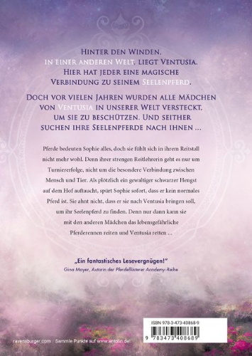 Buchcover und Innenansicht für das Buch: Die Seelenpferde von Ventusia, Band 3 - Sturmmädchen