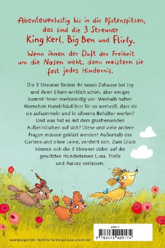 Buchcover und Innenansicht für das Buch: 3 Streuner wittern das Abenteuer