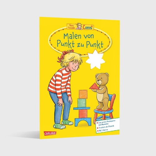 Buchcover und Innenansicht für das Buch: Conni Gelbe Reihe (Beschäftigungsbuch):  Malen von Punkt zu Punkt