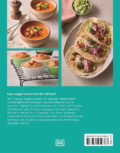 Buchcover und Innenansicht für das Buch: Das ultimative Veggie Airfryer Kochbuch