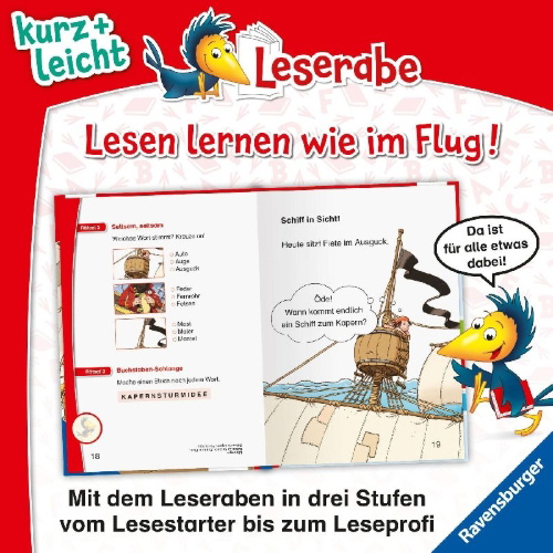 Buchcover und Innenansicht für das Buch: Leserabe 1. Lesestufe Kurz und leicht - Klar zum Entern, Piraten?