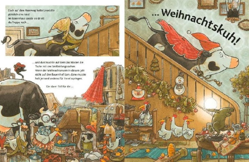 Buchcover und Innenansicht für das Buch: Lieselotte Weihnachtskuh