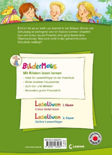 Buchcover und Innenansicht für das Buch: Bildermaus - Der beste erste Schultag