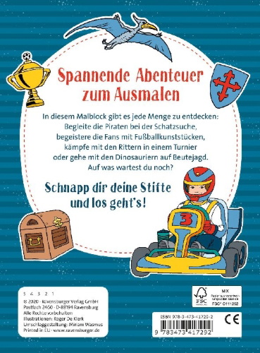 Buchcover und Innenansicht für das Buch: Malspaß für coole Jungs ab 4 Jahren