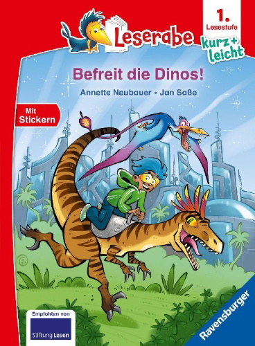 Buchcover und Innenansicht für das Buch: Leserabe 1. Lesestufe Kurz und leicht - Befreit die Dinos!