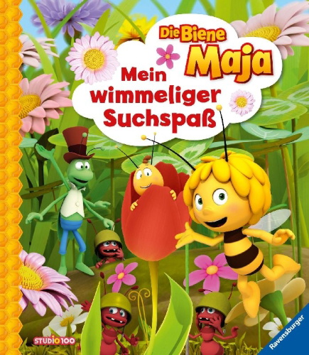 Buchcover und Innenansicht für das Buch: Die Biene Maja: Mein wimmeliger Suchspaß