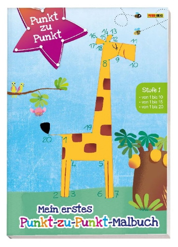 Buchcover und Innenansicht für das Buch: Mein erstes Punkt-zu-Punkt-Malbuch Stufe 1