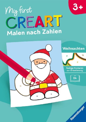 Buchcover und Innenansicht für das Buch: My first CreArt Malen nach Zahlen ab 3 - Weihnachten