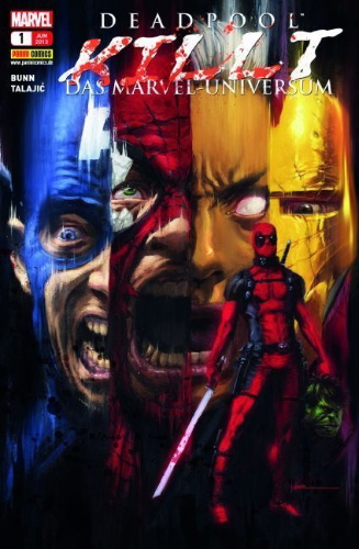Buchcover und Innenansicht für das Buch: Deadpool killt das Marvel-Universum
