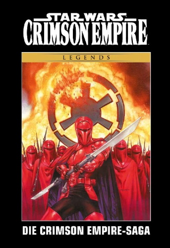 Buchcover und Innenansicht für das Buch: US-Star Wars: Crimson Empire #0-6, Crimson Empire II - Council of Blood #1-6, Crimson Empire III - Empire Lost #1-6, The Bounty Hunters - Kenix Kil #1 sowie Auszüge aus Dark Horse Extra #21-24, Dark Horse Presents #1 sowie Handbook #2: Crimson Empire