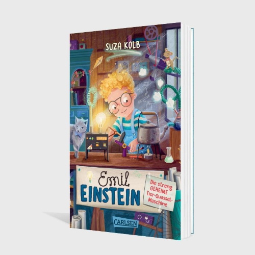 Buchcover und Innenansicht für das Buch: Emil Einstein 1: Die streng geheime Tier-Quassel-Maschine