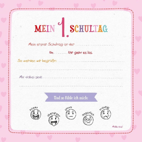 Buchcover und Innenansicht für das Buch: Ab heute bin ich Schulkind! (Motiv Einhorn)