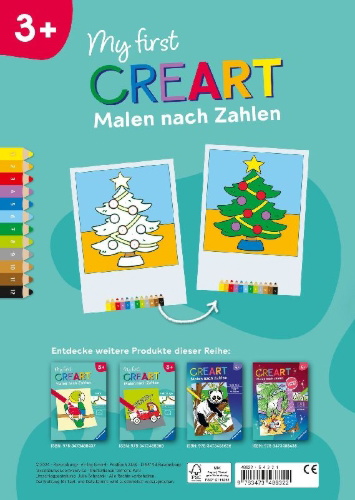 Buchcover und Innenansicht für das Buch: My first CreArt Malen nach Zahlen ab 3 - Weihnachten