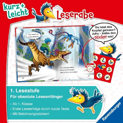 Buchcover und Innenansicht für das Buch: Leserabe 1. Lesestufe Kurz und leicht - Befreit die Dinos!
