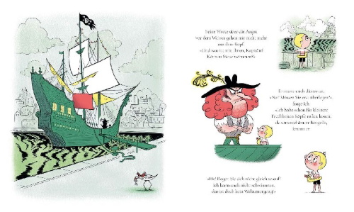 Buchcover und Innenansicht für das Buch: A l'eau les pirates!