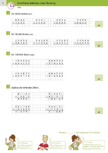 Buchcover und Innenansicht für das Buch: Sicher ins Gymnasium 15-Minuten-Kurztests Mathematik 4. Klasse