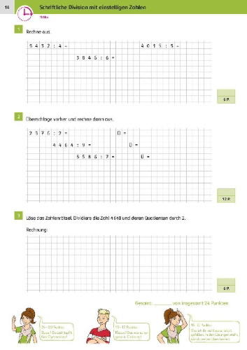 Buchcover und Innenansicht für das Buch: Sicher ins Gymnasium 15-Minuten-Kurztests Mathematik 4. Klasse