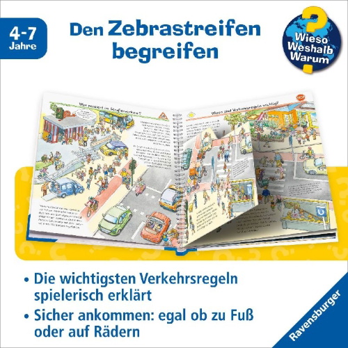 Buchcover und Innenansicht für das Buch: Wieso? Weshalb? Warum?, Band 50: Alles über den Straßenverkehr