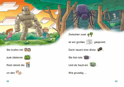 Buchcover und Innenansicht für das Buch: Duden Leseprofi - Mit Bildern lesen lernen: Der Schatz im Labyrinth
