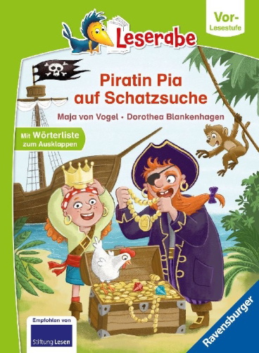 Buchcover und Innenansicht für das Buch: Leserabe Vor-Lesestufe - Piratin Pia auf Schatzsuche